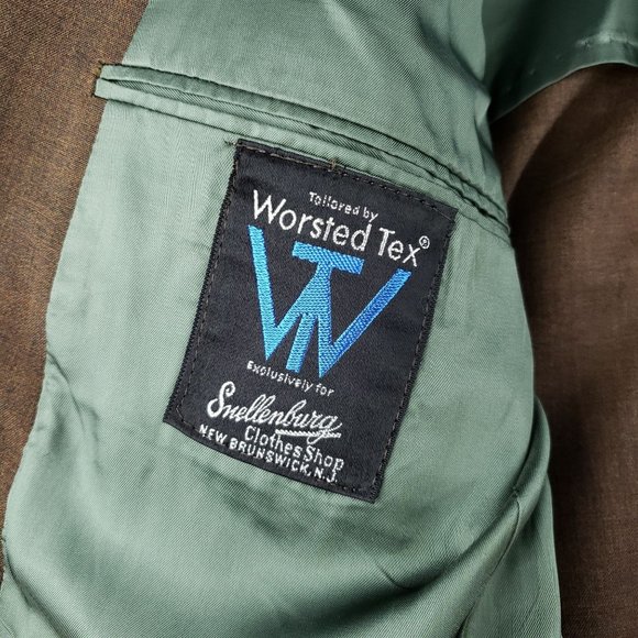 Vintage Worsted Tex Snellingburg Brown Sports Coat Mens Slim Medium 40s 50s 60s - Picture 7 of 9